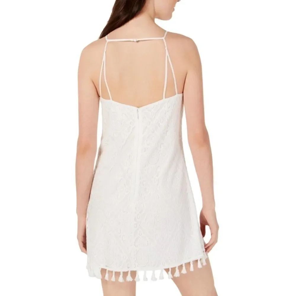 Speechless Juniors' Allover-Lace Tassel-Hem Dress - Picture 2 of 9